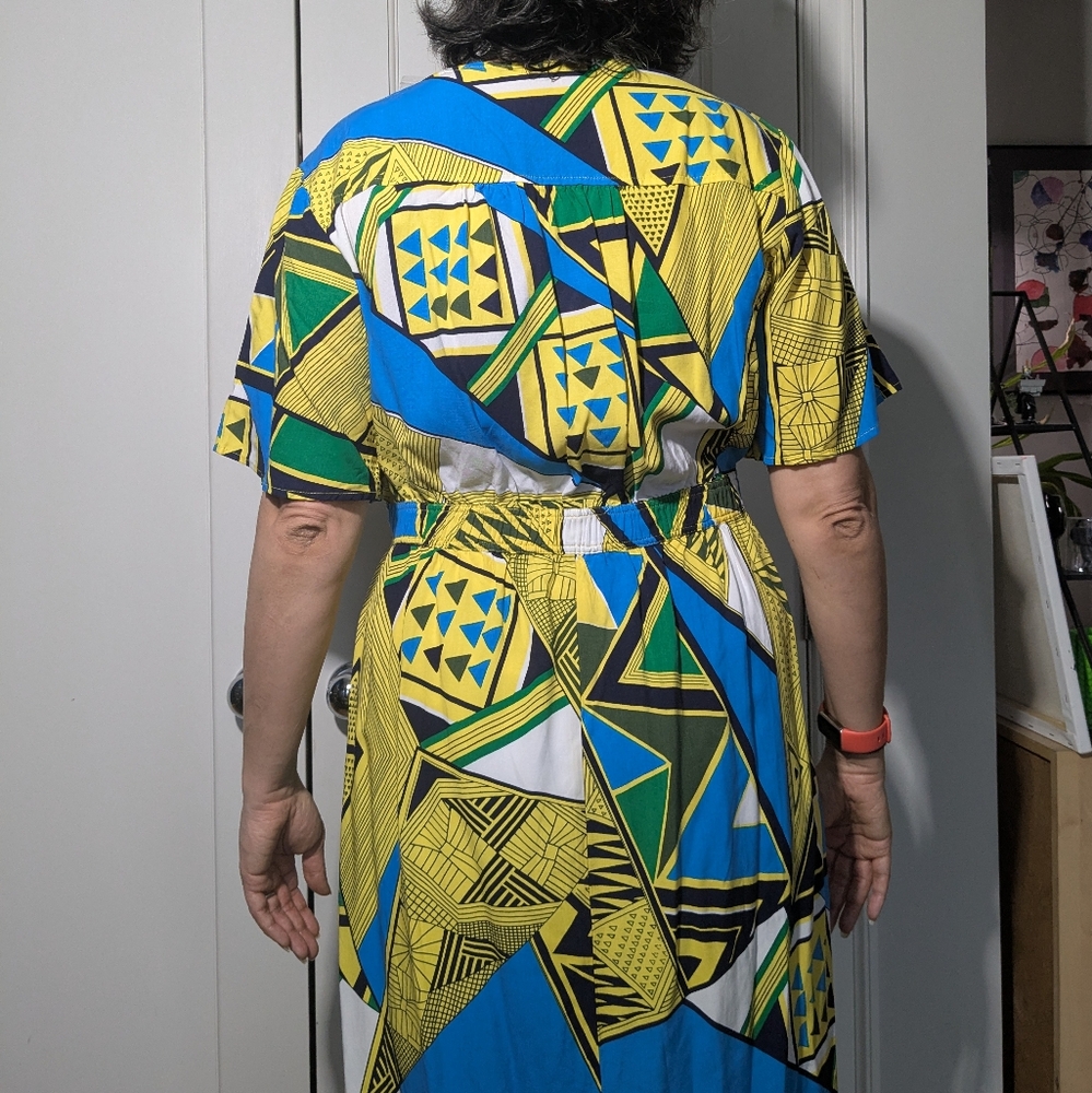 NWT Iman Color Block Open Front - With Tail - Yellow, Black, Blue Sz L - Picture 2 of 15